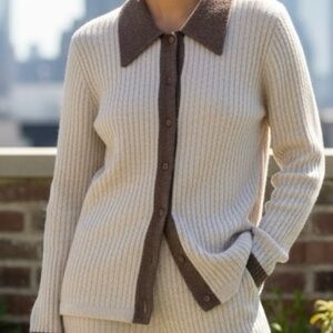 VTG Womens Angora Lambswool 2pc Cardigan Pants Set Designer Jonathan Logan FLAW